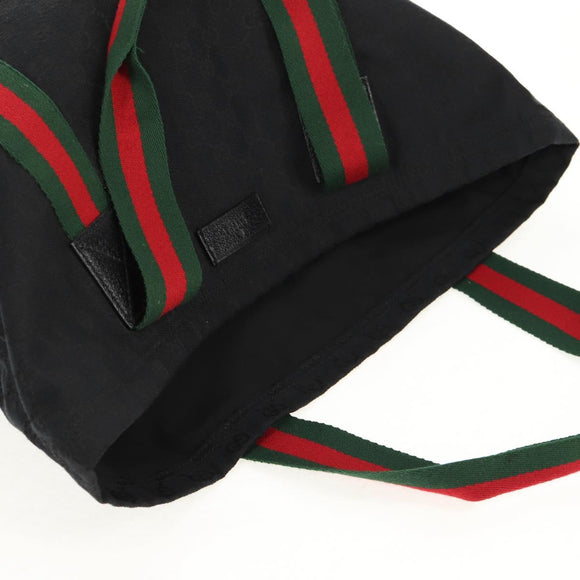 GUCCI GG Canvas Web Sherry Line Tote Bag Black 189669 Auth 149612V