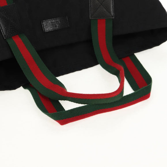 GUCCI GG Canvas Web Sherry Line Tote Bag Black 189669 Auth 149612V