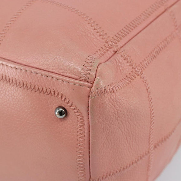 CHANEL Choco Bar COCO Mark Hand Bag Caviar Skin Pink Silver CC Auth 149620