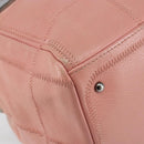 CHANEL Choco Bar COCO Mark Hand Bag Caviar Skin Pink Silver CC Auth 149620-11