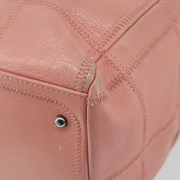 CHANEL Choco Bar COCO Mark Hand Bag Caviar Skin Pink Silver CC Auth 149620