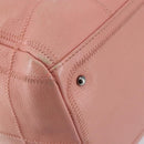 CHANEL Choco Bar COCO Mark Hand Bag Caviar Skin Pink Silver CC Auth 149620-13