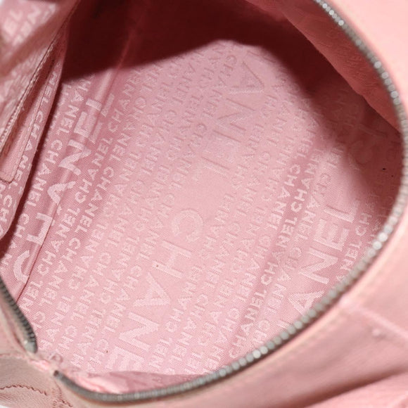 CHANEL Choco Bar COCO Mark Hand Bag Caviar Skin Pink Silver CC Auth 149620