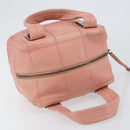 CHANEL Choco Bar COCO Mark Hand Bag Caviar Skin Pink Silver CC Auth 149620-6