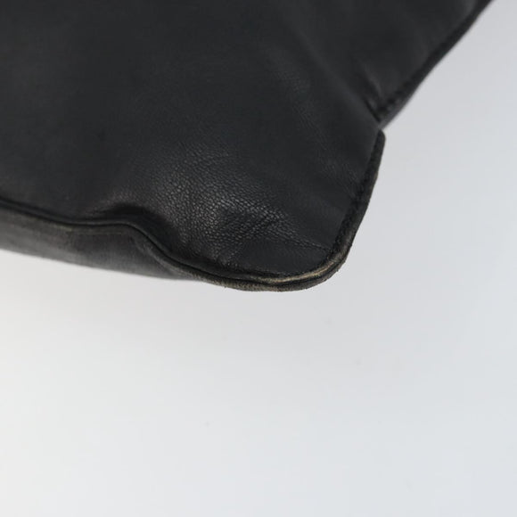 LOEWE Anagram Hand Bag Leather Black Gold Auth 149623