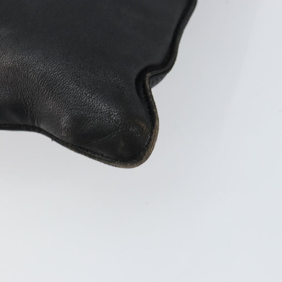 LOEWE Anagram Hand Bag Leather Black Gold Auth 149623