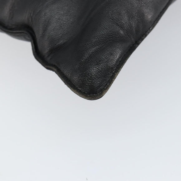 LOEWE Anagram Hand Bag Leather Black Gold Auth 149623