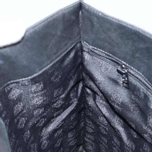 LOEWE Anagram Hand Bag Leather Black Gold Auth 149623