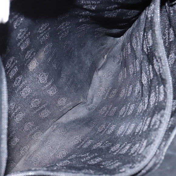 LOEWE Anagram Hand Bag Leather Black Gold Auth 149623