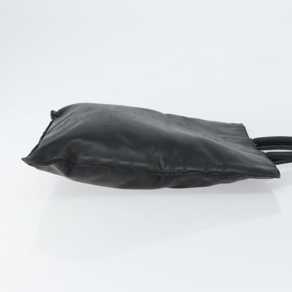 LOEWE Anagram Hand Bag Leather Black Gold Auth 149623