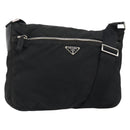 PRADA Shoulder Bag Nylon Black Silver Auth 149624-1