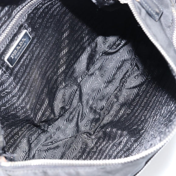 PRADA Shoulder Bag Nylon Black Silver Auth 149624