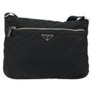 PRADA Shoulder Bag Nylon Black Silver Auth 149624-13