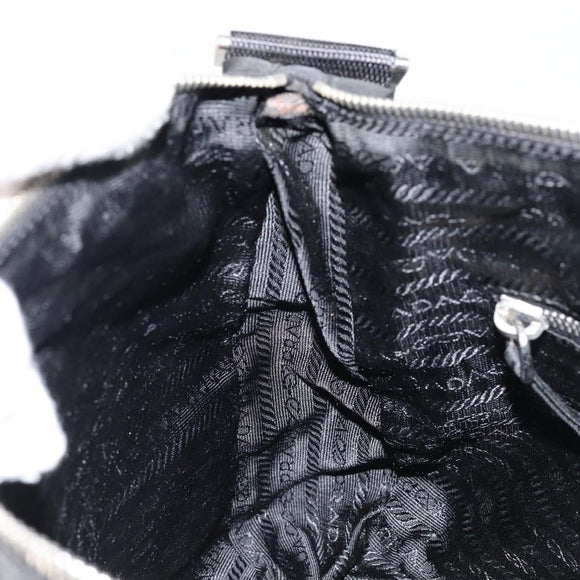 PRADA Shoulder Bag Nylon Black Silver Auth 149624