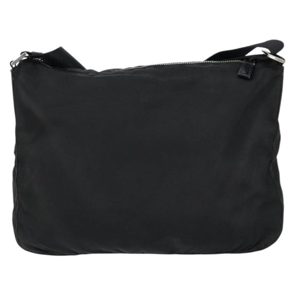PRADA Shoulder Bag Nylon Black Silver Auth 149624