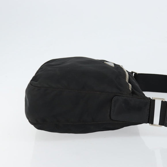 PRADA Shoulder Bag Nylon Black Silver Auth 149624