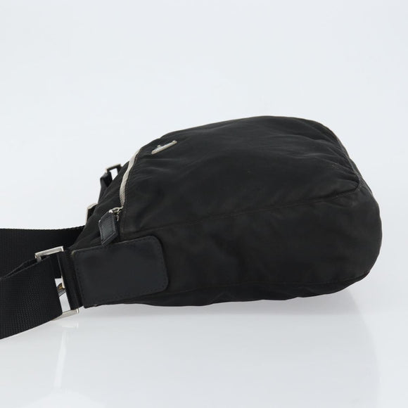 PRADA Shoulder Bag Nylon Black Silver Auth 149624