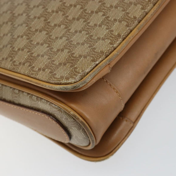 CELINE Macadam Canvas Shoulder Bag PVC Beige Gold Auth 149632