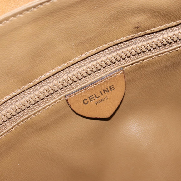 CELINE Macadam Canvas Shoulder Bag PVC Beige Gold Auth 149632