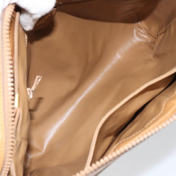 CELINE Macadam Canvas Shoulder Bag PVC Beige Gold Auth 149632