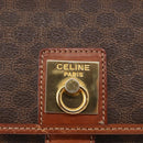 CELINE Macadam Canvas Shoulder Bag PVC Leather Brown Gold Auth 149636-17