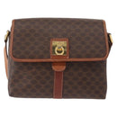 CELINE Macadam Canvas Shoulder Bag PVC Leather Brown Gold Auth 149636-13