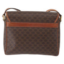 CELINE Macadam Canvas Shoulder Bag PVC Leather Brown Gold Auth 149636-2