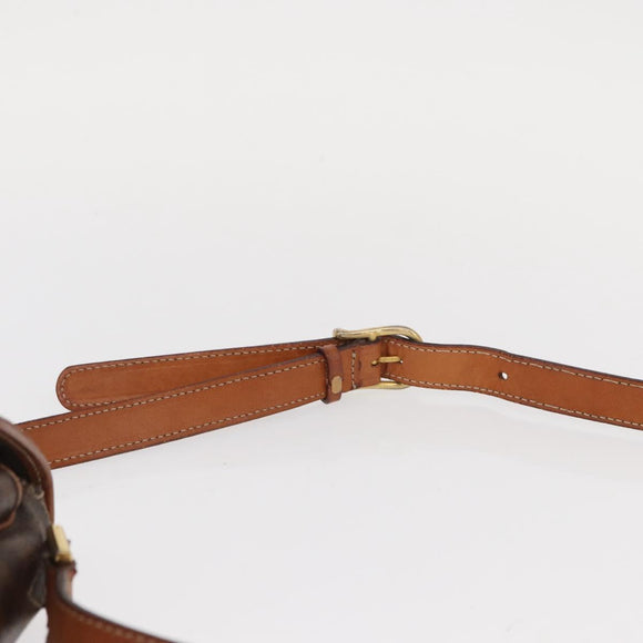 CELINE Macadam Canvas Shoulder Bag PVC Leather Brown Gold Auth 149636