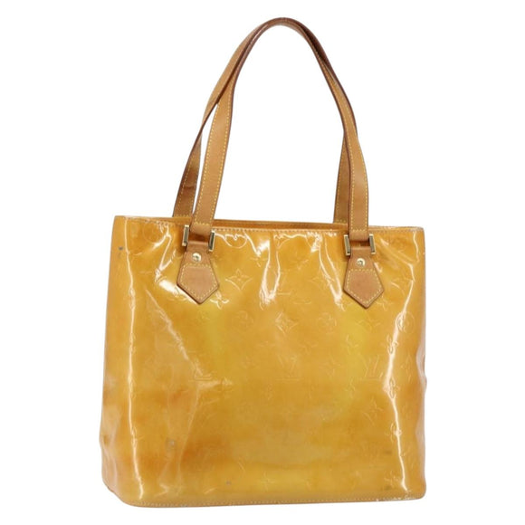 LOUIS VUITTON Monogram Vernis Houston Hand Bag Beige M91004 LV Auth 149638