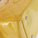 CHANEL Matelasse COCO Mark Chain Bag Patent leather Yellow Silver CC Auth 149641-10