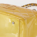 CHANEL Matelasse COCO Mark Chain Bag Patent leather Yellow Silver CC Auth 149641-14