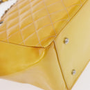 CHANEL Matelasse COCO Mark Chain Bag Patent leather Yellow Silver CC Auth 149641-15