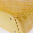 CHANEL Matelasse COCO Mark Chain Bag Patent leather Yellow Silver CC Auth 149641-16