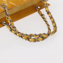 CHANEL Matelasse COCO Mark Chain Bag Patent leather Yellow Silver CC Auth 149641-8