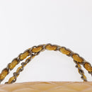 CHANEL Matelasse COCO Mark Chain Bag Patent leather Yellow Silver CC Auth 149641-9