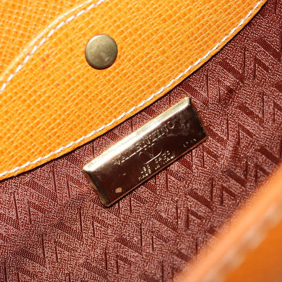 VALENTINO Shoulder Bag Leather Brown Gold Auth 149643