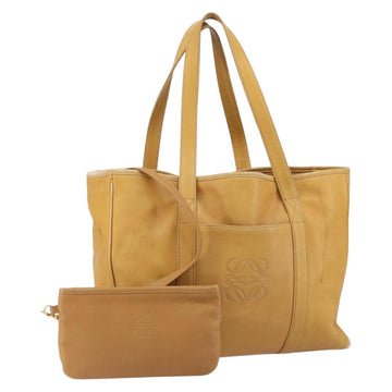 LOEWE Anagram Tote Bag Leather Beige Gold Auth 149645