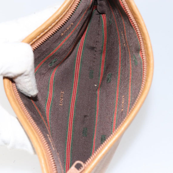 LOEWE Anagram Tote Bag Leather Beige Gold Auth 149645