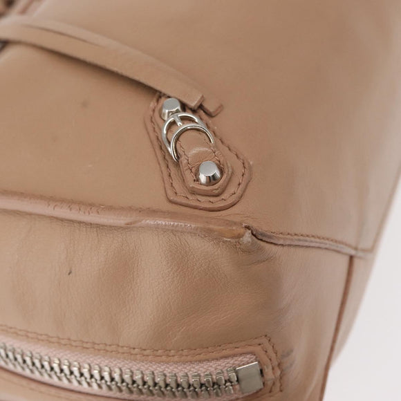 BALENCIAGA The Paper A6 Hand Bag Leather 2way Beige Silver 370926 Auth 149646