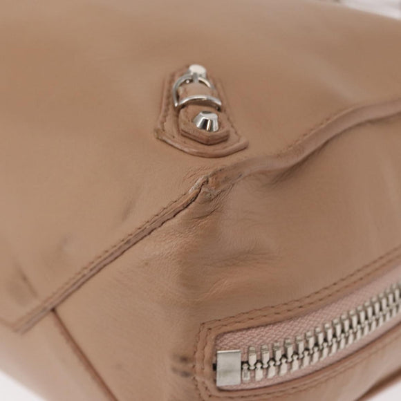 BALENCIAGA The Paper A6 Hand Bag Leather 2way Beige Silver 370926 Auth 149646