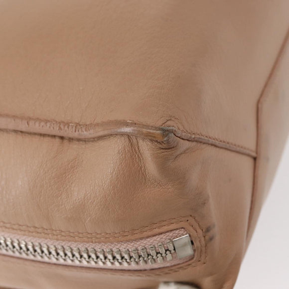 BALENCIAGA The Paper A6 Hand Bag Leather 2way Beige Silver 370926 Auth 149646