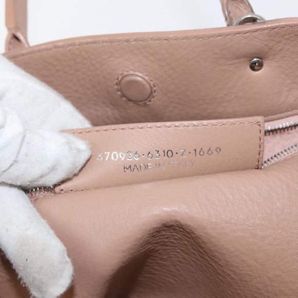 BALENCIAGA The Paper A6 Hand Bag Leather 2way Beige Silver 370926 Auth 149646