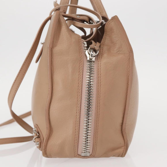 BALENCIAGA The Paper A6 Hand Bag Leather 2way Beige Silver 370926 Auth 149646