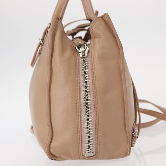 BALENCIAGA The Paper A6 Hand Bag Leather 2way Beige Silver 370926 Auth 149646