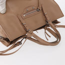 BALENCIAGA The Paper A6 Hand Bag Leather 2way Beige Silver 370926 Auth 149646-6