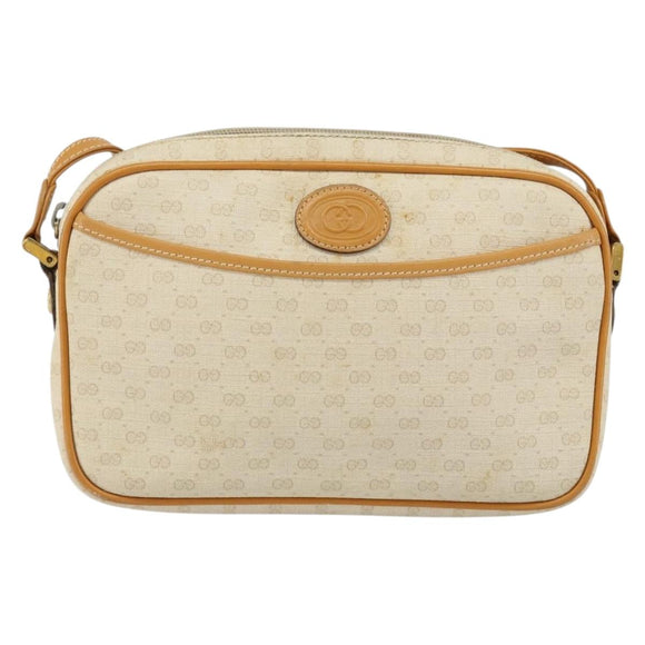 GUCCI Micro GG Supreme Shoulder Bag PVC White Gold 007 113 1943 Auth 149650