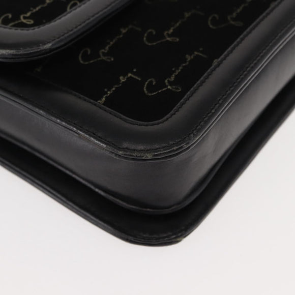 GIVENCHY Shoulder Bag Suede Black Gold Auth 149651