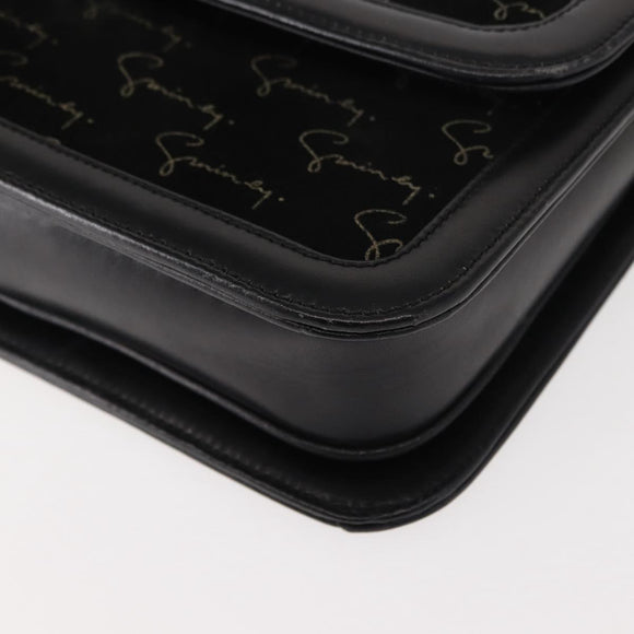 GIVENCHY Shoulder Bag Suede Black Gold Auth 149651