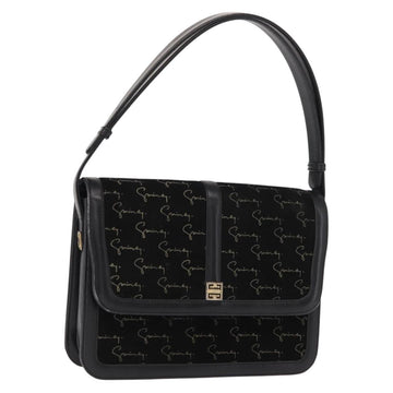 GIVENCHY Shoulder Bag Suede Black Gold Auth 149651