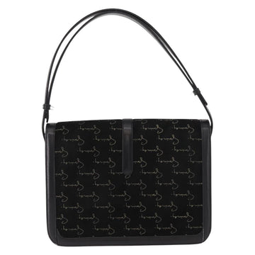 GIVENCHY Shoulder Bag Suede Black Gold Auth 149651 - 0